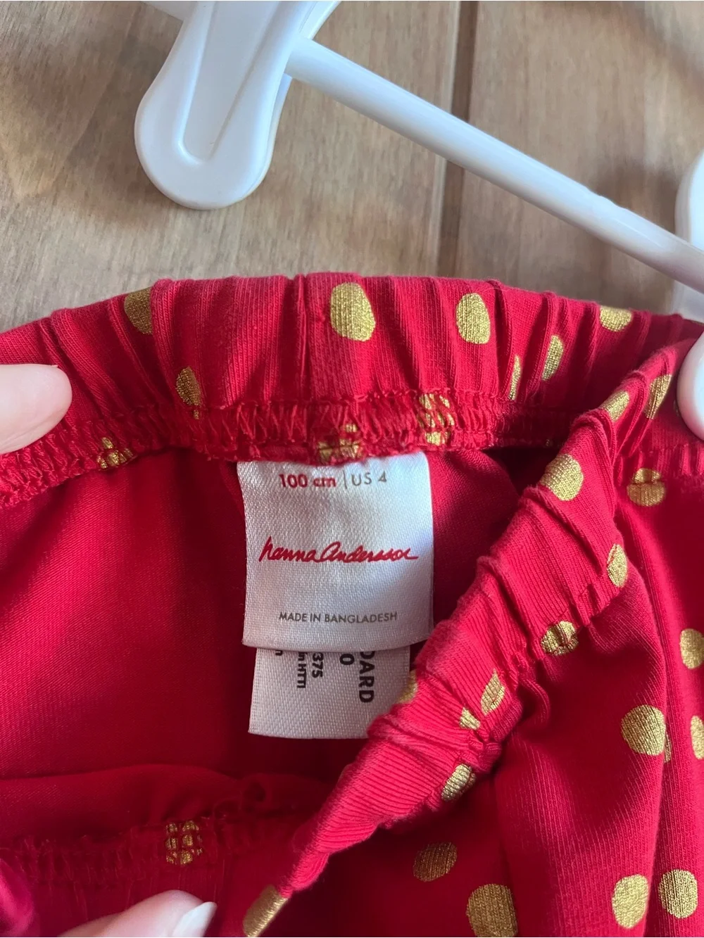Hanna Andersson Red Dress with Gold stars and dots with Matching Leggings - 3T